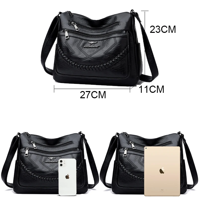 High Quality Soft Leather Luxury Purses and Handbags Women Bags Designer Multi-pocket Crossbody Shoulder Bags for Women 2024 Sac