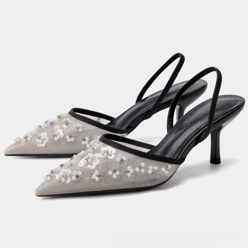 

Элегантные туфли на высоком каблуке с декором из бусин и цветов, стразами и пайетками, дизайнерская обувь для женщин, для банкетов и торжественных мероприятий