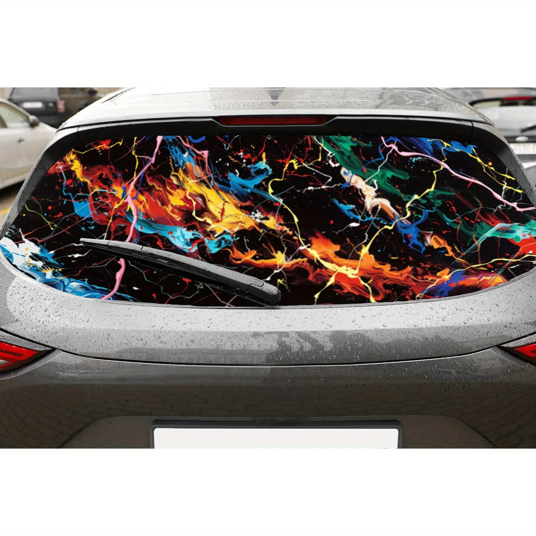 

Neon Color Streaks in Mix Car Rear Window Vinyl Wraps, Waterproof Self-adhesive Car Vinyl Wraps, Surface Protection, Personalize