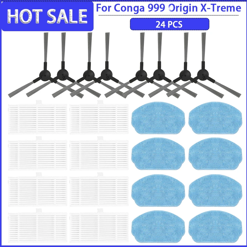 Side Brush Filter Mop Pad For Cecotec Conga 999 Origin X-Treme Genesis / Muhler Bobby 1 Replacement Parts