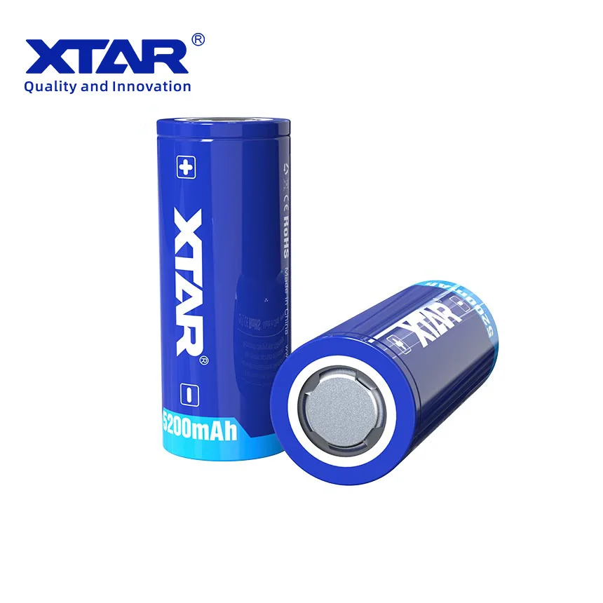 2/4PCS XTAR 26650 Battery 5200mAh Rechargeable Li-ion Battery With Protected Button Top 3.6V Batteries For Flashlights