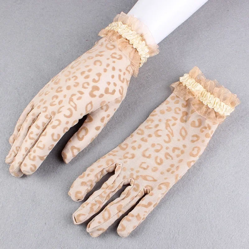 Party Sexy Women's High Quality Leopard Lace Gloves Summer Sunscreen Gloves Ceremony Women's Gloves Breathable Short Gloves