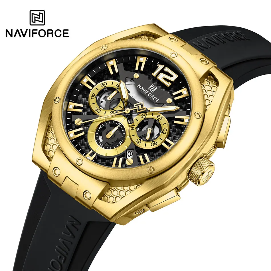 NAVIFORCE Fashion Dial Digital Watch for Men Military Sports Wristwatch Man Silicone Strap Business Office Waterproof Male Clock