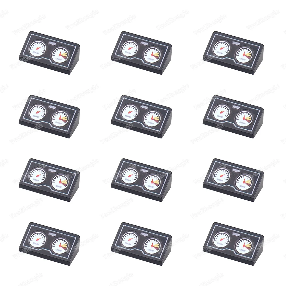 2 Instrumententafel, silberner Umriss, gedrucktes Muster, Baustein, abgeschrägt, 1 x 2 Teile, 85984, MOC-Figuren, Ausrüstung, Modell, Geschenk, Jungenspielzeug