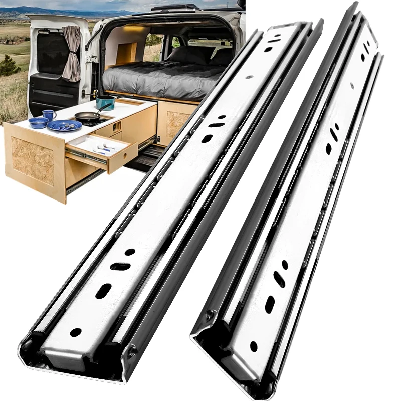 1 Pair 260 Lb Heavy Duty Locking Drawer Slides  Full Extension 3 Fold Ball Steel Drawer Rails,Hardware Drawer Runners Tracks