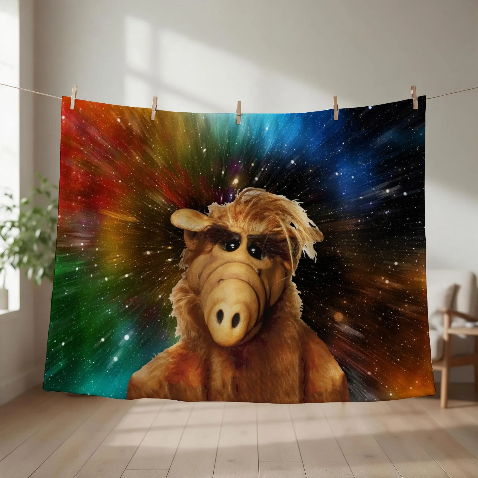 Alien Life Form in galaxy Throw Blanket Moving Hairys Luxury St Decoratives Blankets