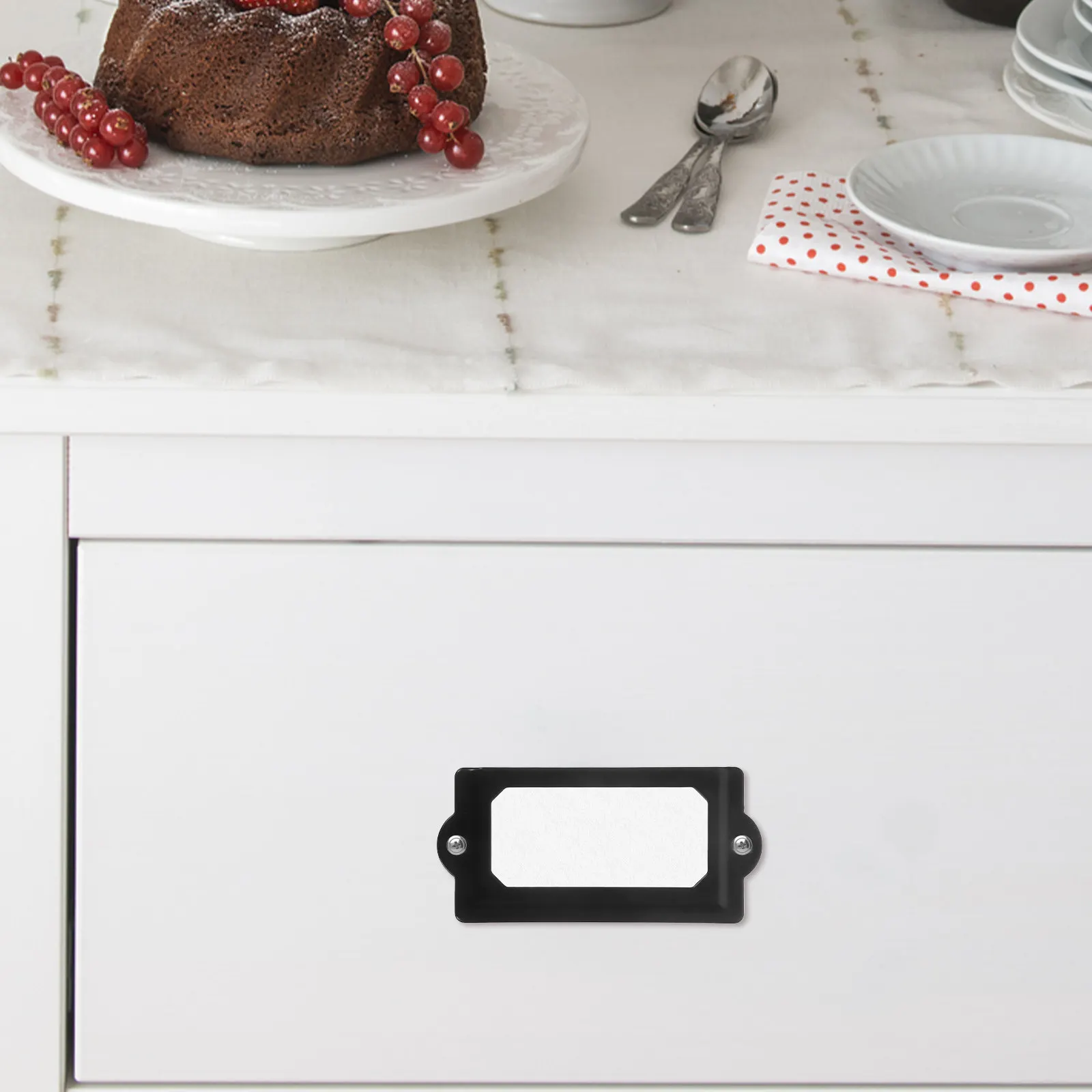 50 Sets Library Drawer Label Holder Iron Card Frame Library Tags File Drawer Label Frames Holder with Screw for Cabinet Storage