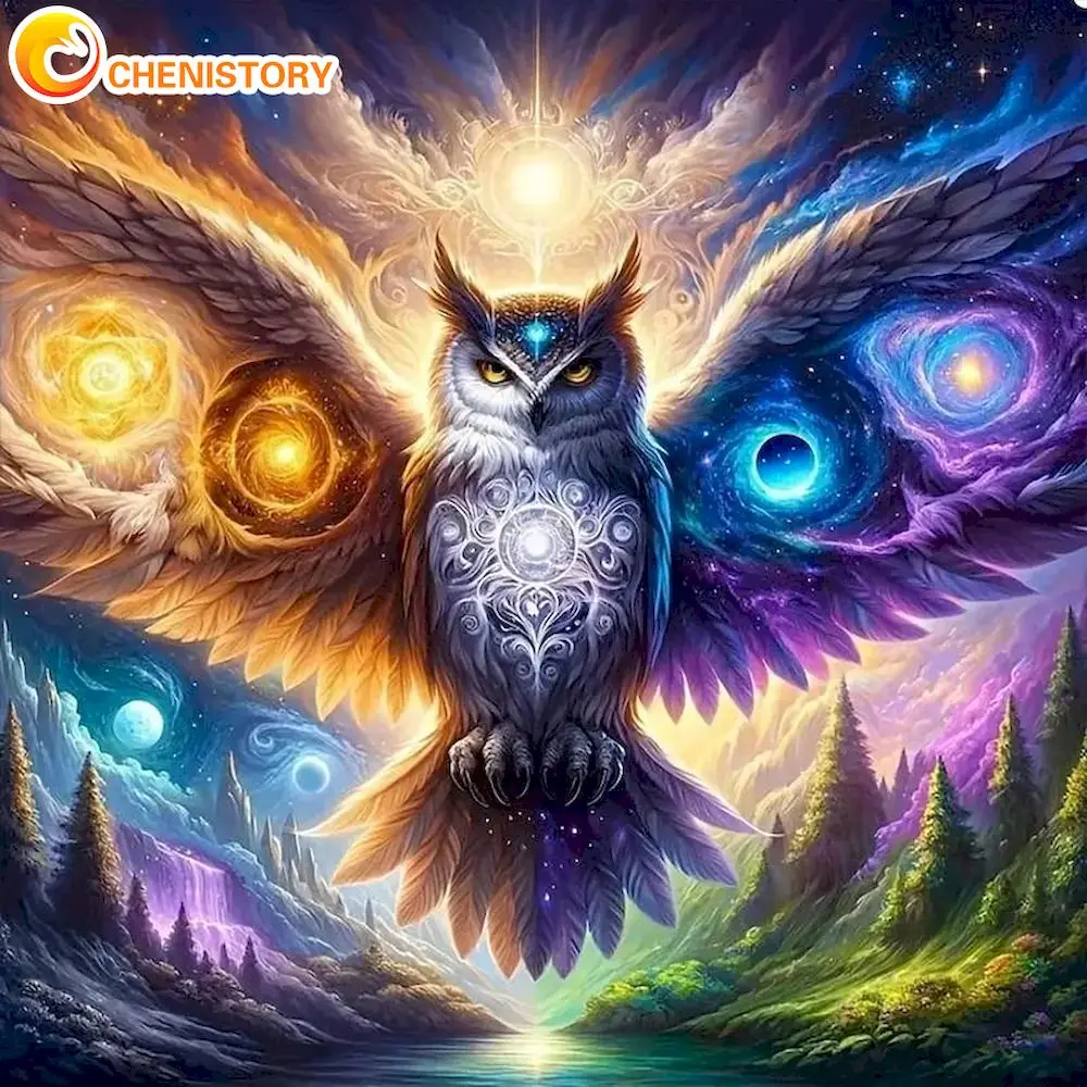 

CHENISTORY Owl 5D Painting Diamond Animal Full Square/Round Diamond Painting Cross Stitch Mosaic Embroidery Painting Home Decor