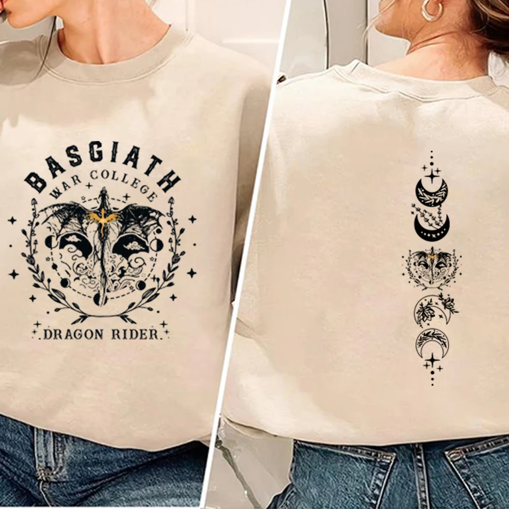 Basgiath War College Sweatshirt Aesthetic Fourth Wing Shirt Dragon Rider Shirts Book Lover Trendy Sweatshirts Unisex Gothic Top