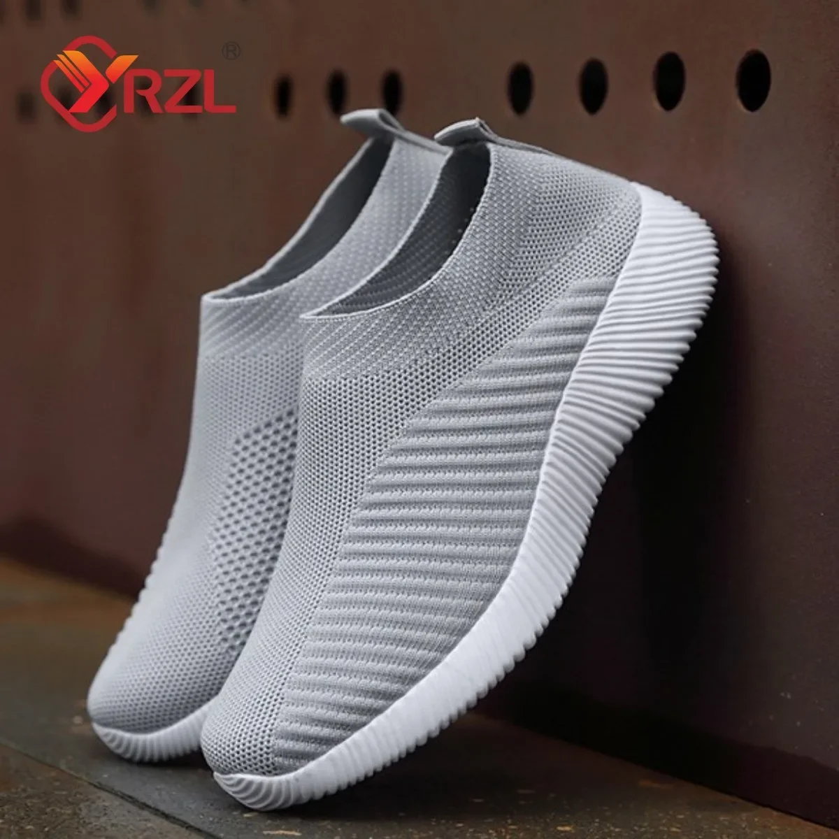 

YRZL Womens Shoes Knitting Sock Sneakers Women Flat Shoes Casual Breathable Comfortable Slip on Flats Walking Shoes for Women