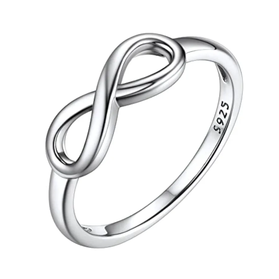 Bestyle Simple S925 Sterling Silver Infinity Rings Cubic Zirconia Rings, Nice Cute BFF Friendship Rings, Dainty Eternity Promis