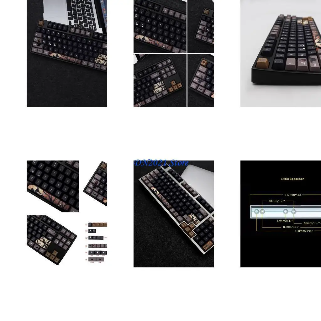 F3KE Cherry Profile Keycaps PBT DYE-SUB 136-Key Space Keycaps For Cherry MX Switch Mechanical Keyboard