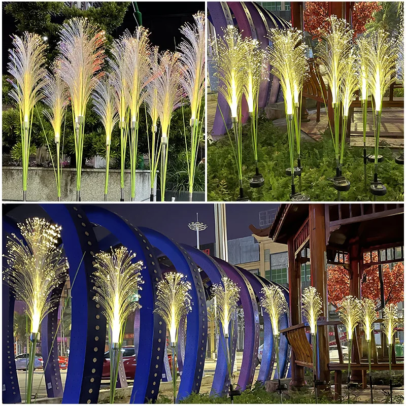 Solar Setaria Fiber Optic Fireworks Dandelion Landscape Lights Ground Inserted Lawn Lights Solar Charging LightsDecorativeLights