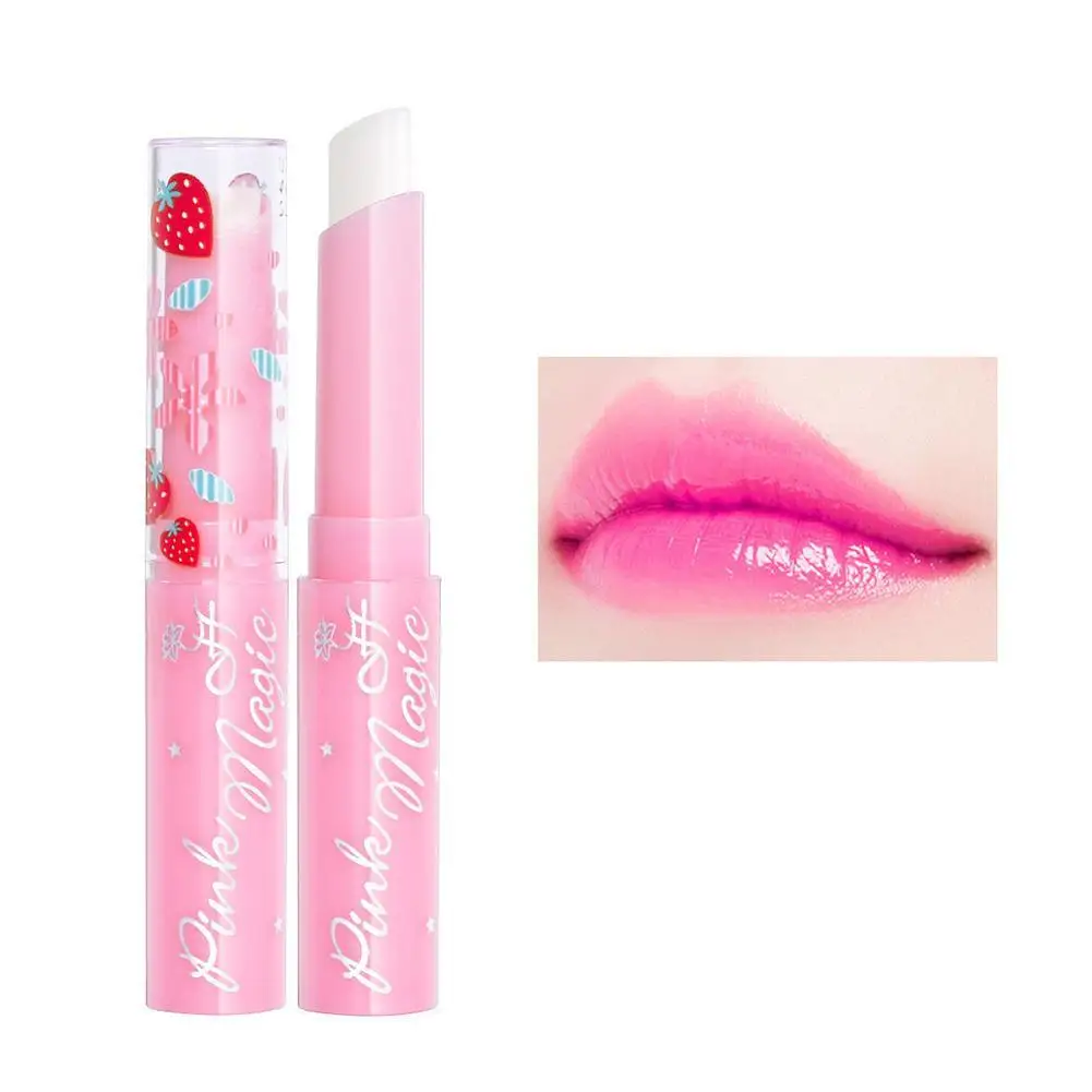 New Strawberry Essence Moisturizing Lipstick Temperature Changed Color Lip Balm Long Lasting Nourishing Lip Stick Cosmetics