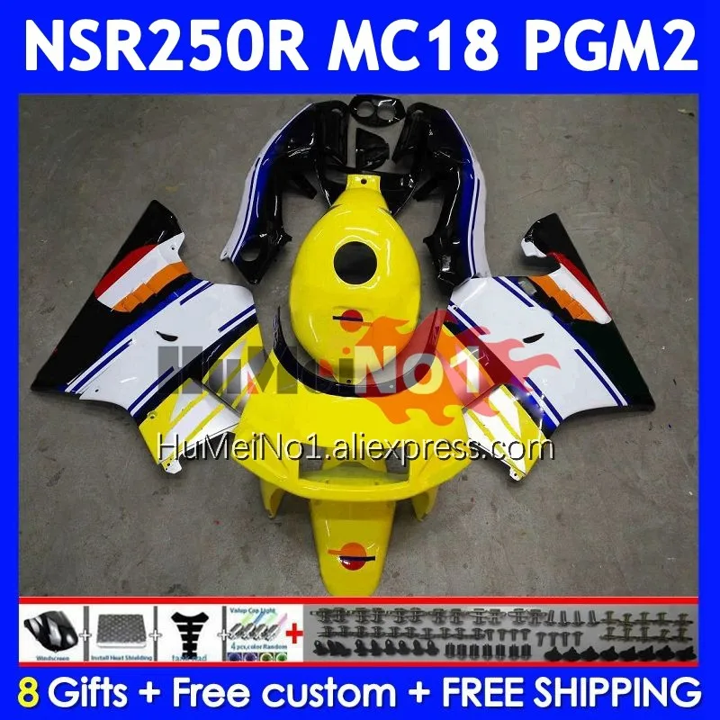 Body For HONDA NSR250R NS250 NSR 250 R Yellow white NSR 250R 1988 1989 14No.3 MC16 MC18 PGM2 NSR250 RR NSR250RR 88 89 Fairings