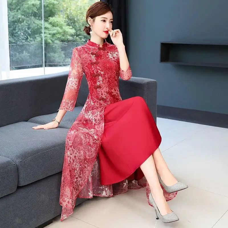 Chinese Retro Dress Satin Cheongsam Qipao For Women Chinese Traditional Dress Oriental Asian Year Wedding Gown Oriental Dress P1