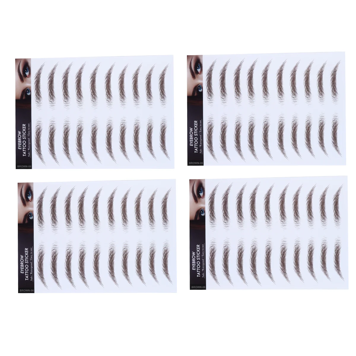 4 Pcs Eyebrow Stickers Water Transfer Imitation Tool False Lashes with Soy Ink Stencils Fake Eyelashes