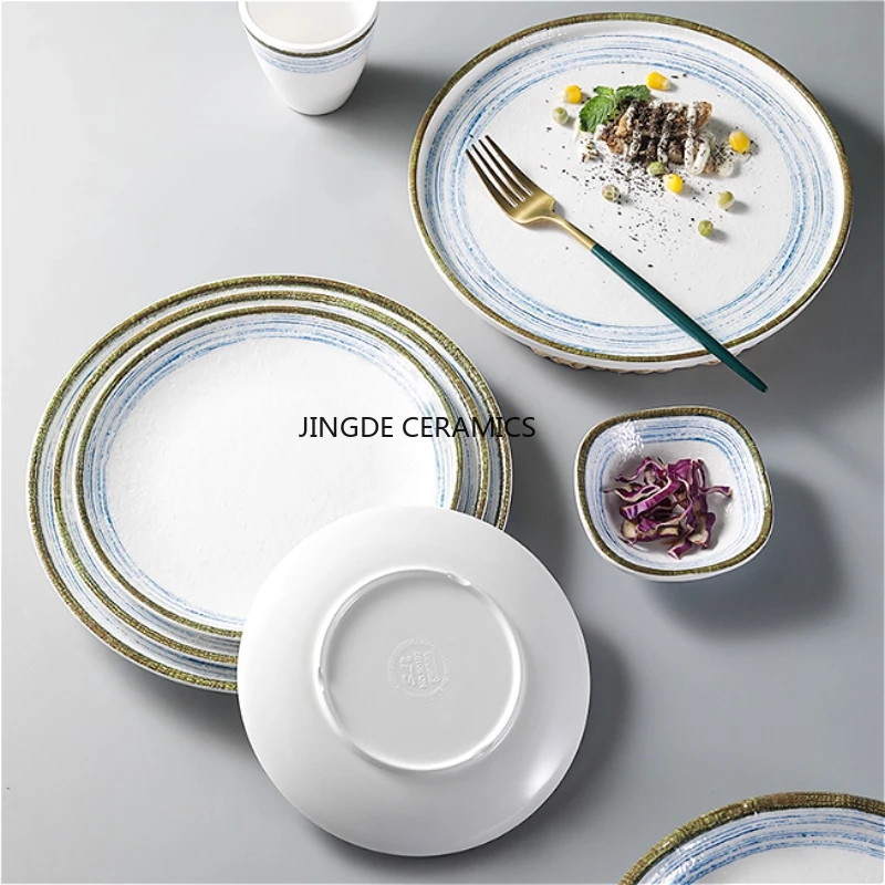 1pc Melamine Western Cuisine Plate Dessert Fruit Salad Plate Restaurant Cold Dishes Circular Shallow Dish Kitchen Tableware