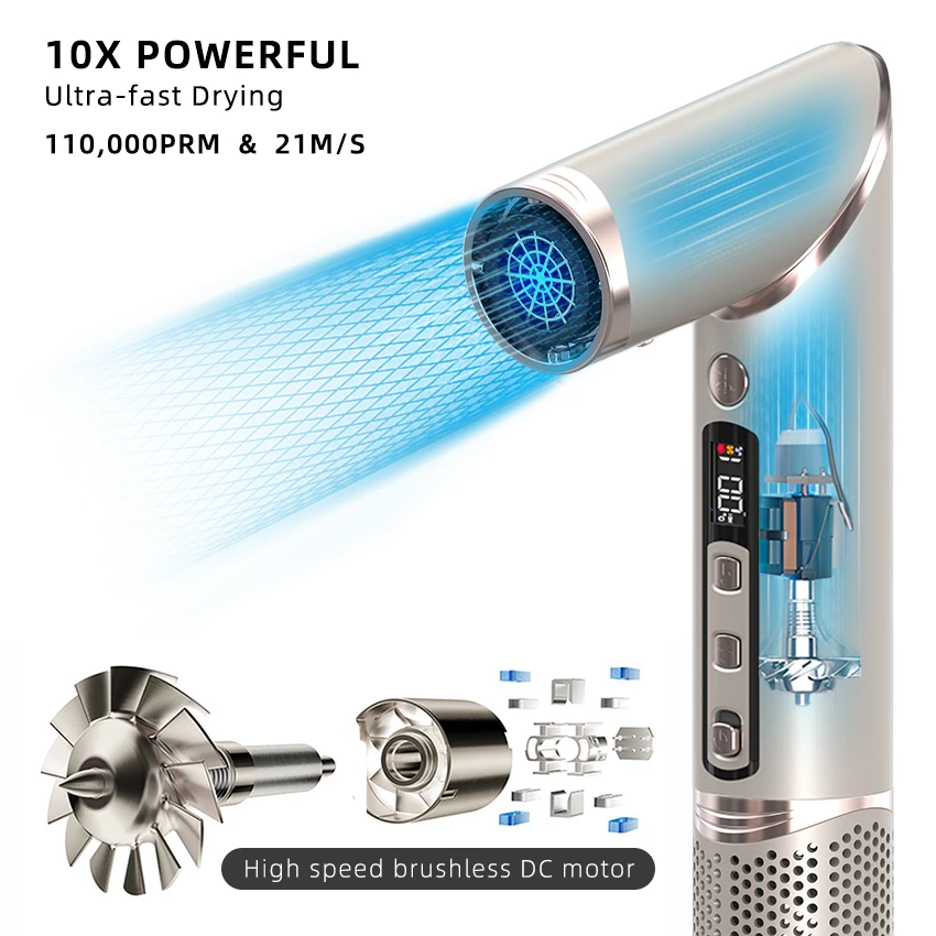 Professional High Speed Hair Dryer 8 in 1 Hair Styling Tools Gift Set Hairs Straightener Brush 110000RPM M otor