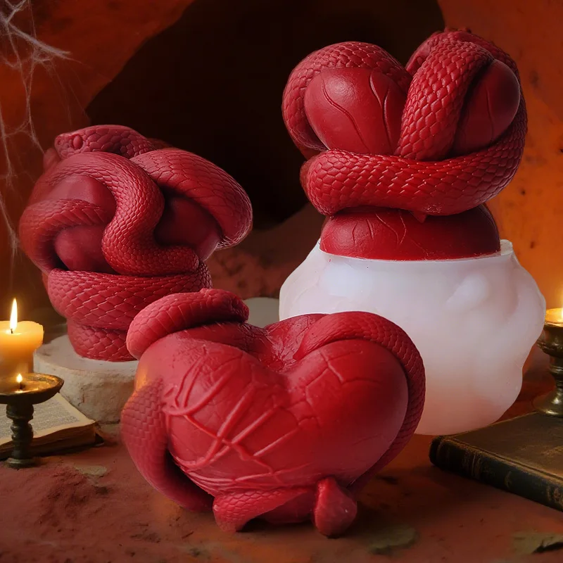 

Halloween Scented Candle Mold Winding Snake Apple Snake Silicone Candle Pouring Mold Scented Candle Soap DIY Making Home Décor