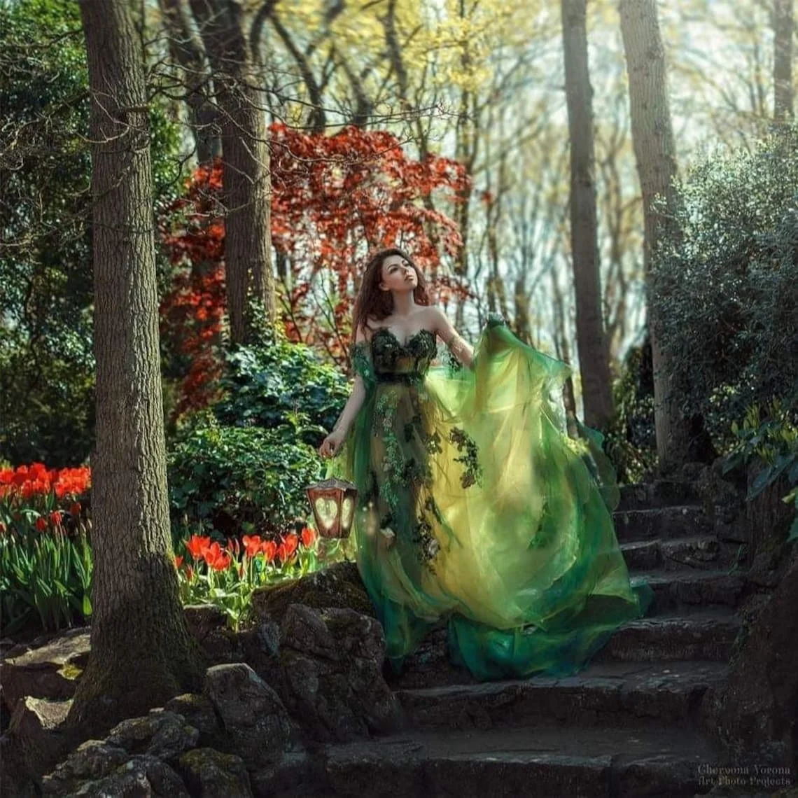 Robe de Soirée Longue Verte en Dentelle et Organza pour Femme, Tenue de Bal à Manches sulf