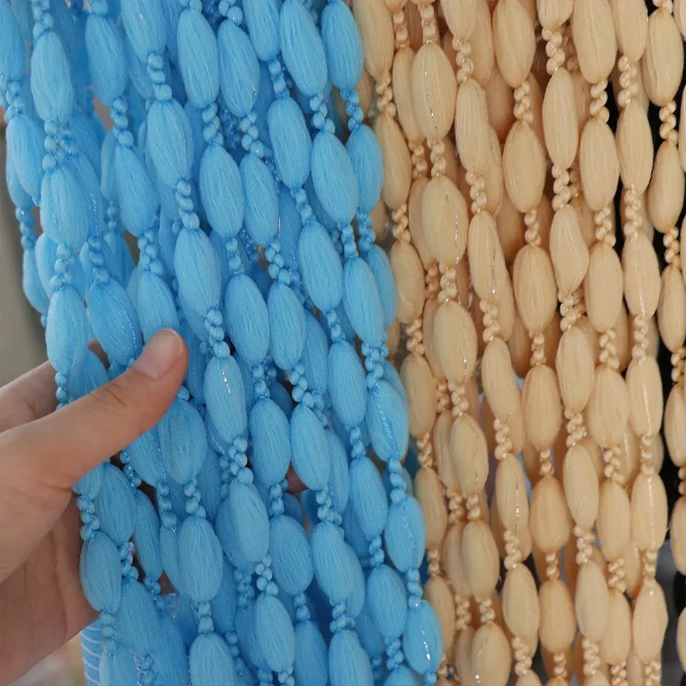 Retro Door Curtain Beaded String Curtain Tassel 1*2M Beaded Door Curtain Solid Color Tassel Window Curtain Home Decor
