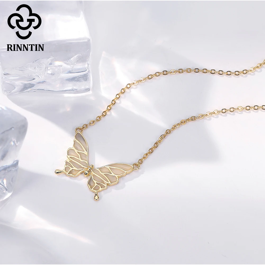

Rinntin Soild 925 Stelring Silver Butterfly Clavicle Chain Daily Party Chain Necklace Jewelry Pendant Collarbone Present SN357