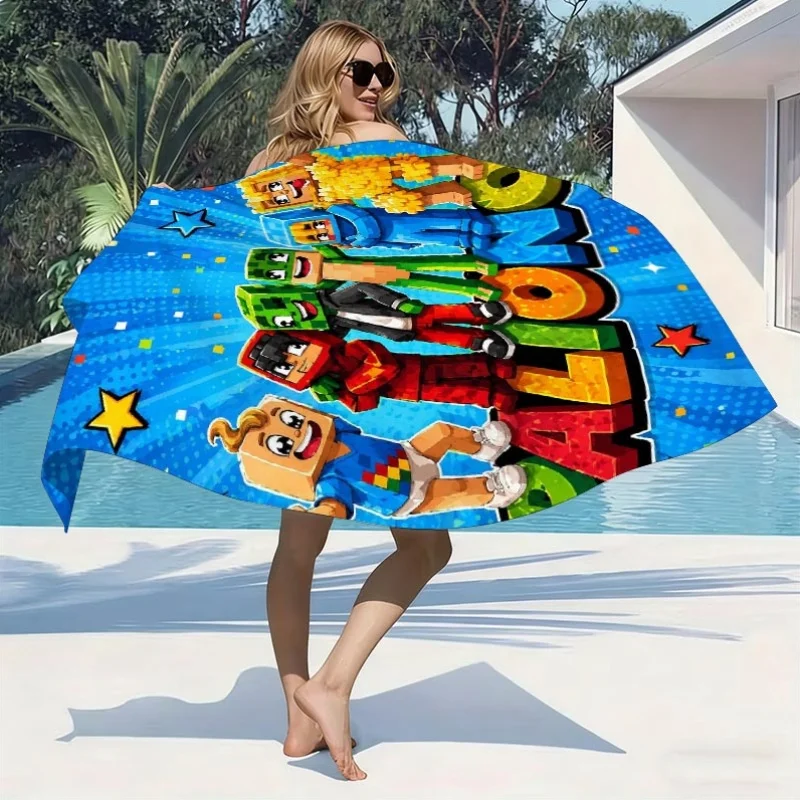 1pc P-Palion Block Pixel Cartoon Boys Beach Towel Microfiber Quick Dry Bath Towel For Pool Beach Travel Game Fans Gift