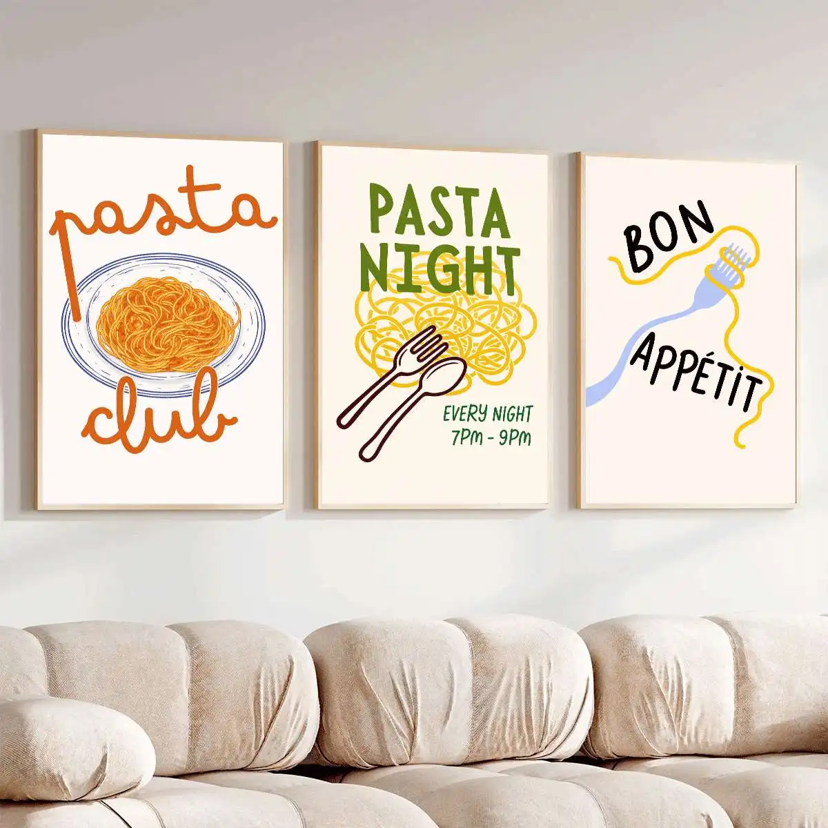 3pcs frameless Canvas Painting 3PCS Kitchen Culinary Art Poster Pasta Art Printing Restaurant Wall Art Wall Decoration Canvas Pa