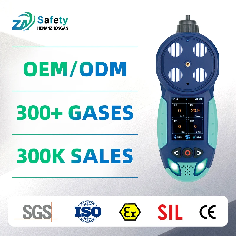 Portable 4 Gas Detector H2S CH4 O2 CO 4 in 1 Gas Monitor Confined Space Multi Gas Detector