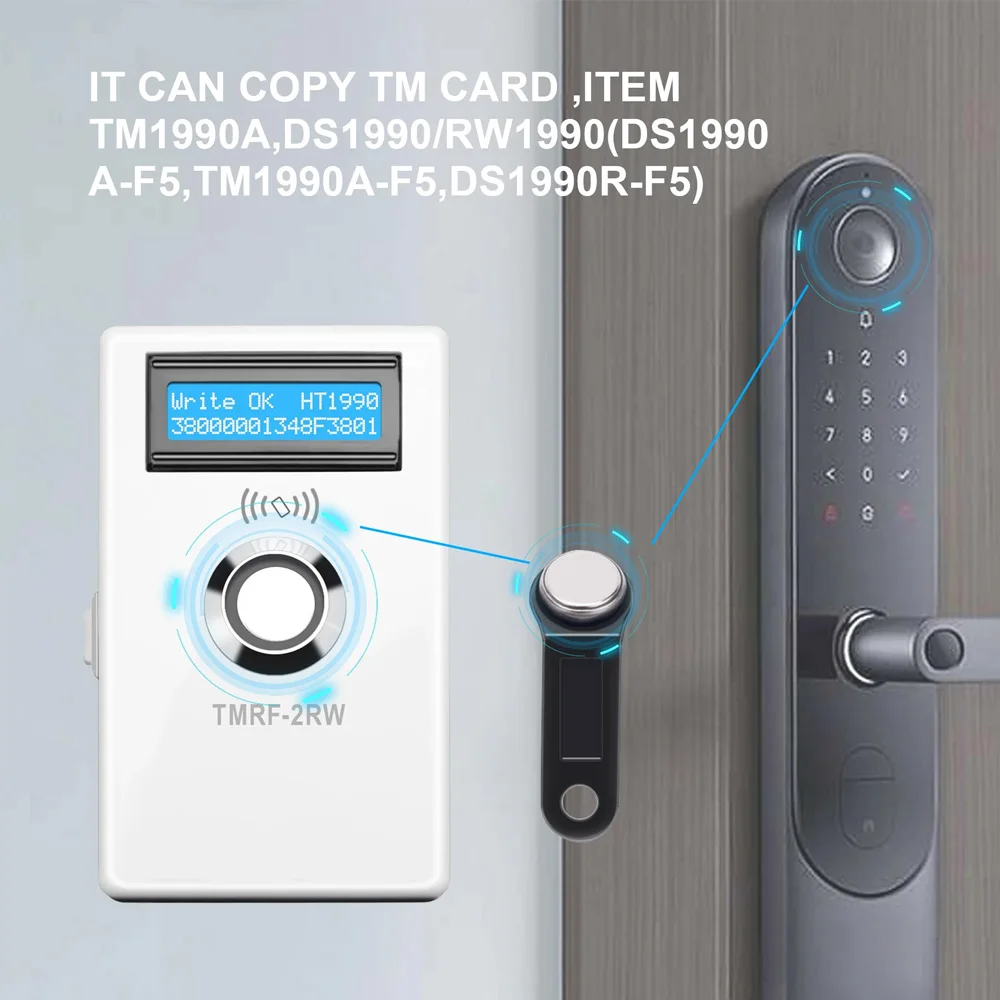 TMRF-2RW iButton Programmer DS1990A Duplicator Copier 125KHz RFID Reader Recorder RW1990 Key Marker RFID T5577 Keychain