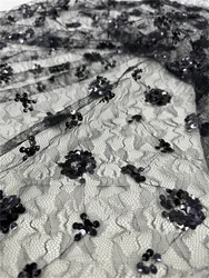 Wholesale price selling black sequin lace fabric wedding dress Wedding dress show dress fabric