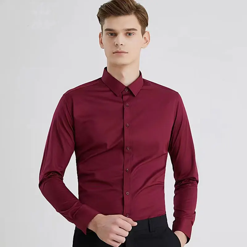 New men\'s dress shirt long sleeve work clothes thin free ironing breathable high quality fashion business casual slim fit