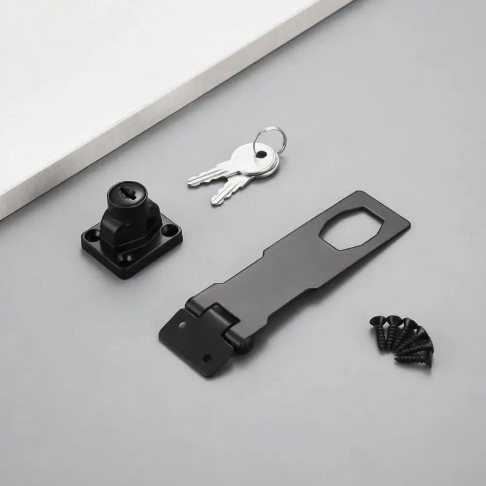 Security Hasp Lock With Key Stainless Steel Latch For Door Gate Cabinet Drawer Anti Theft Hardware Heavy Duty Fastener Kit