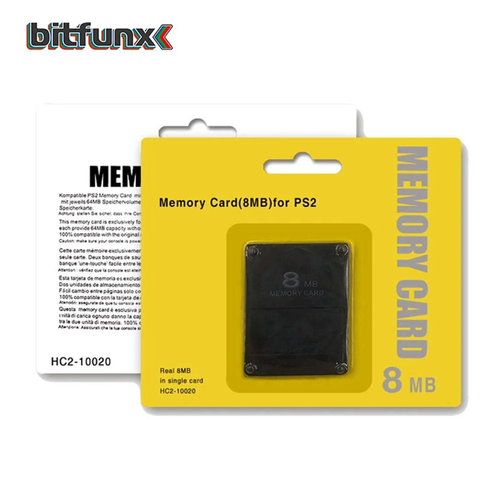 Bitfunx Black 8MB 16MB 32MB 64MB 128MB Memory Card for PlayStation2 PS2 Game Consoles