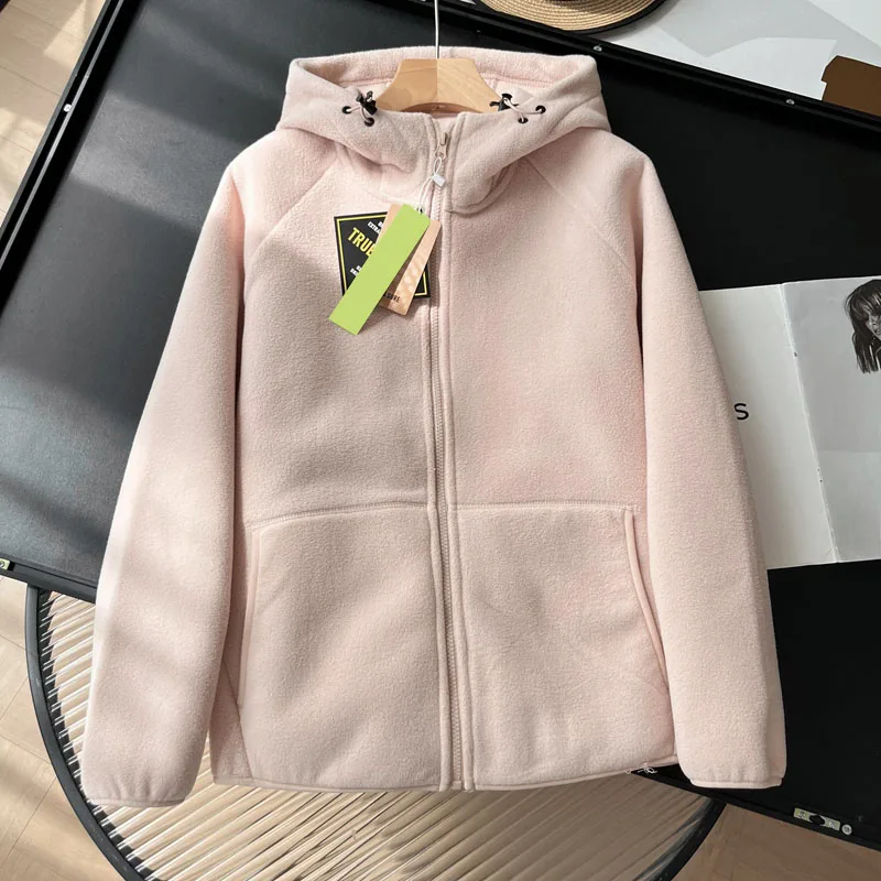 

Флисовая толстовка со шляпой, женская одежда, женская весенняя винтажная американская стильная буквенная печать, городская подкладка, многослойная, удобная GF