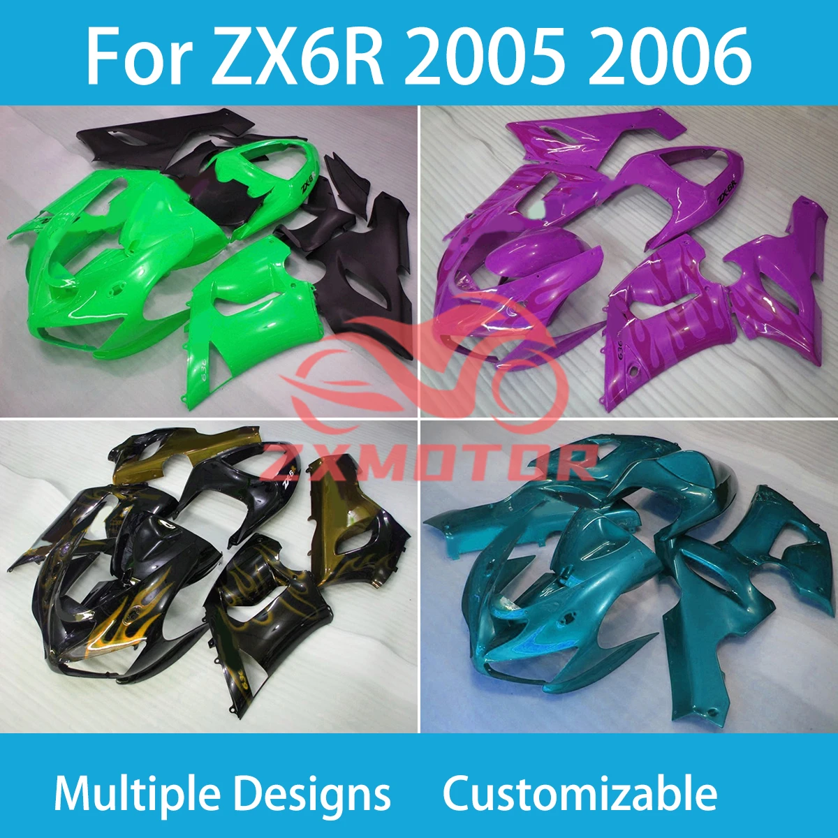 

ZX6R 05 06 Cool Fairings for Kawasaki Ninja 636 ZX 6R 2005 2006 Off Road Motorcycle Full Set Parts Fairing Kit