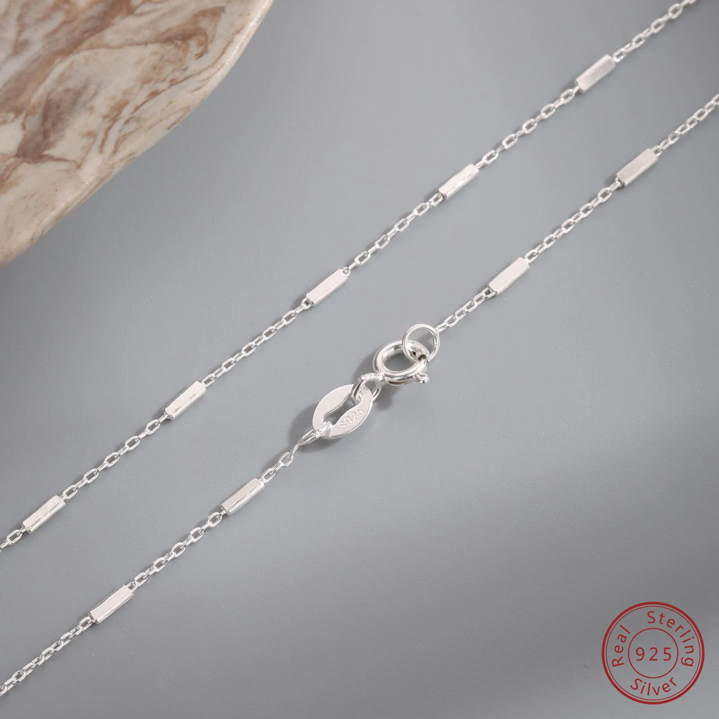 2024 New Fashion Hot Selling 100% S925 Sterling Silver Long Block Necklace Versatile High Design Necklace for Women