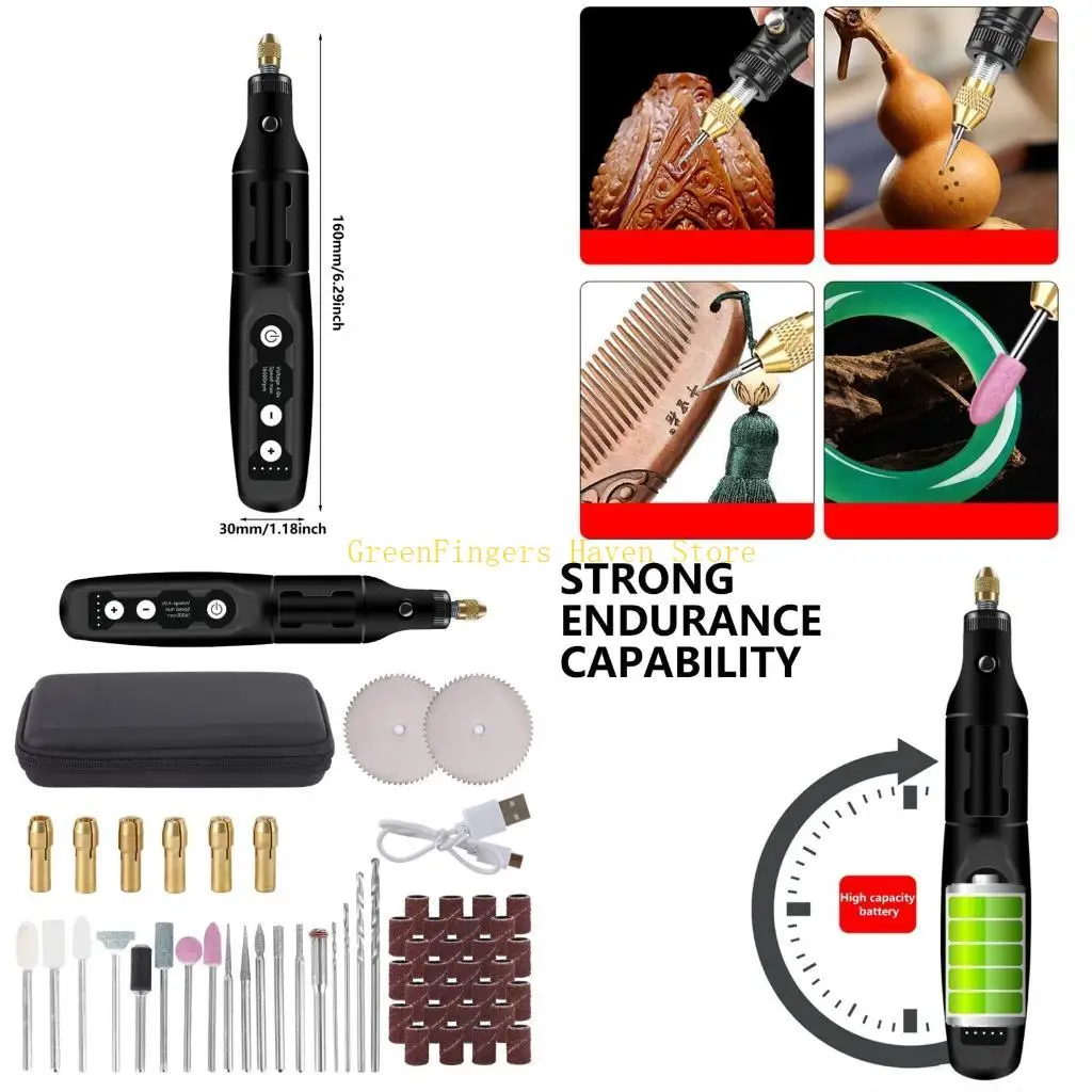 

F68D 3.7V 16000rpm Electric Carving Pen 5 Speed Adjust Rotary Engraver for Grinding