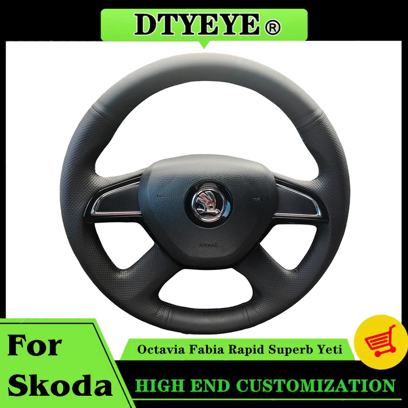 Car Steering Wheel Cover For Skoda Octavia Fabia Rapid Superb Yeti Customized Car Accessories Original Steering Wheel Braid