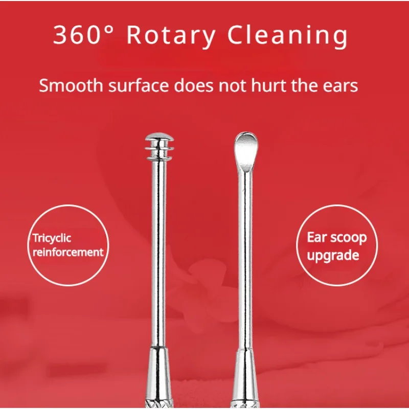 8PCS Stainless Steel Earpick 8-piece Earpicking Tool Set Spiral Earscoop Massage Earpick Massage Tool Set Tattoo Massage Fashion