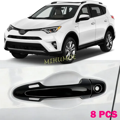 8 шт./компл. глянцевых черных накладок на ручки дверей для Toyota RAV4 2013-2018 гг.