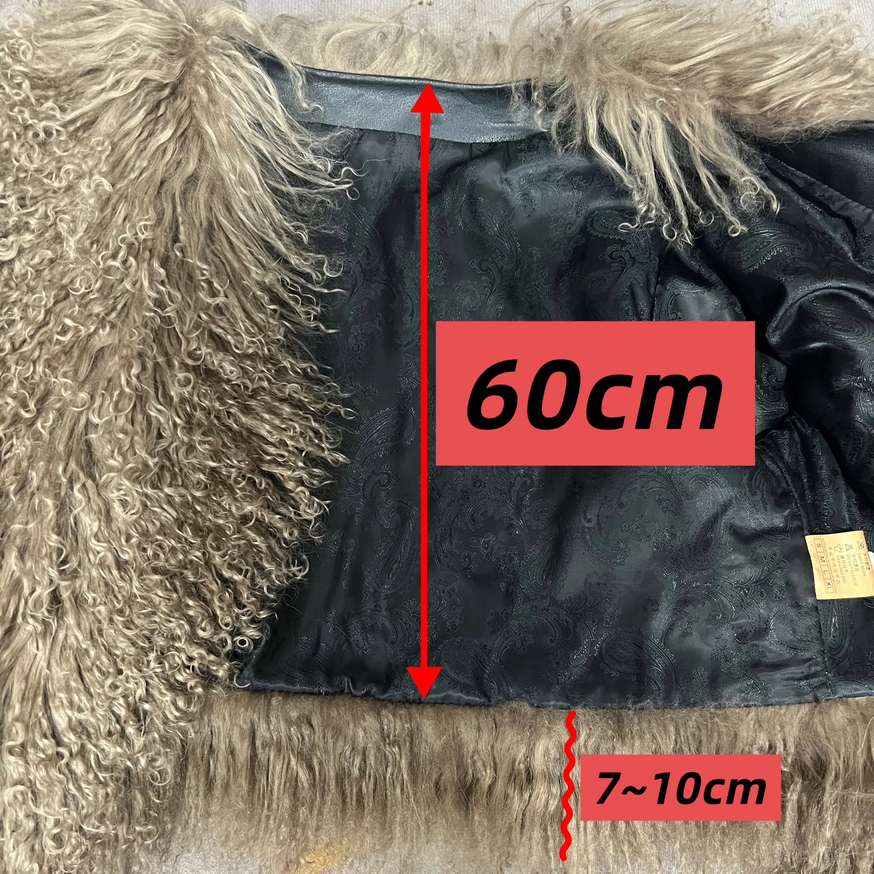 سترة جلدية جديدة للشتاء من Aulande لعام 2025 معطف فرو الأغنام المنغولية للنساء بني داكن ملابس من الفرو الحقيقي معطف واق من المطر ملابس خارجية باللون الأبيض #6