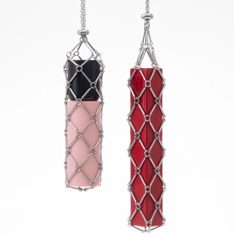 Stainless Steel Portable Lipstick Organizer Multi-Functional Mini Foundation Liquid Handwoven Net Bag Universal Hanging Style