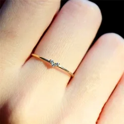 ZHOUYANG Dainty Ring For Women Little Heart Thin Knuckle Ring AAA+CZ Light Yellow Gold Color Daily Fashion Jewelry KAR173