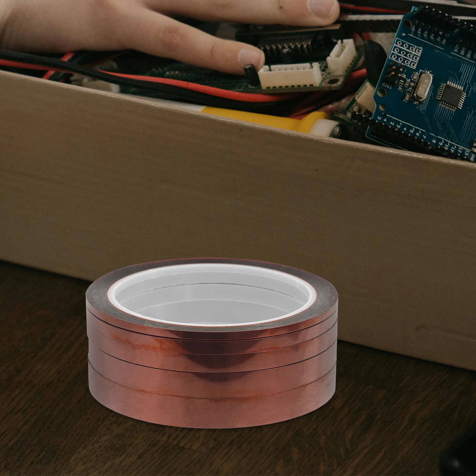 

5 Rolls High Temperature Tape Polyimide Heat Tape for Soldering Masking Electronic Insulation Thermal Transfer