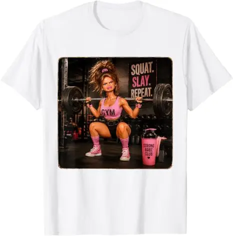 Lustiges Fitness-T-Shirt mit Meme-Humor: Ekelhaftes Gym-Girl, Y2K-Puppen-Gesicht, Damenmode, Gewichtheben-Grafik, Baumwollbekleidung – Detail 21