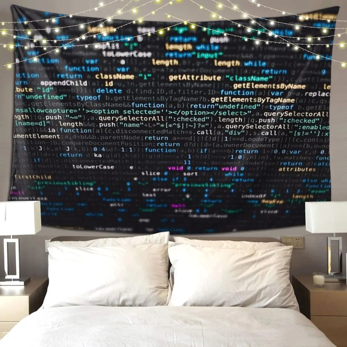 Software Developer Programming Code On Black Background Tapestry Funny Wall Hanging Aesthetic Home Decor Tapestries for Bedroom