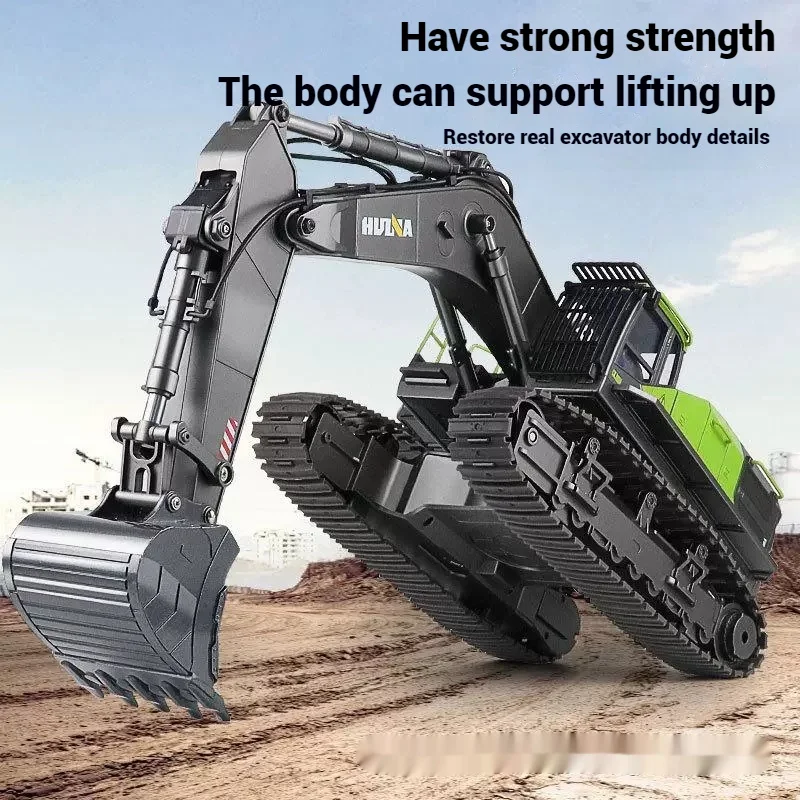 Huina 593 Large Alloy Excavator Remote Control Engineering Vehicle 22 Channels Sound And Light Simulation Model Toy for Children