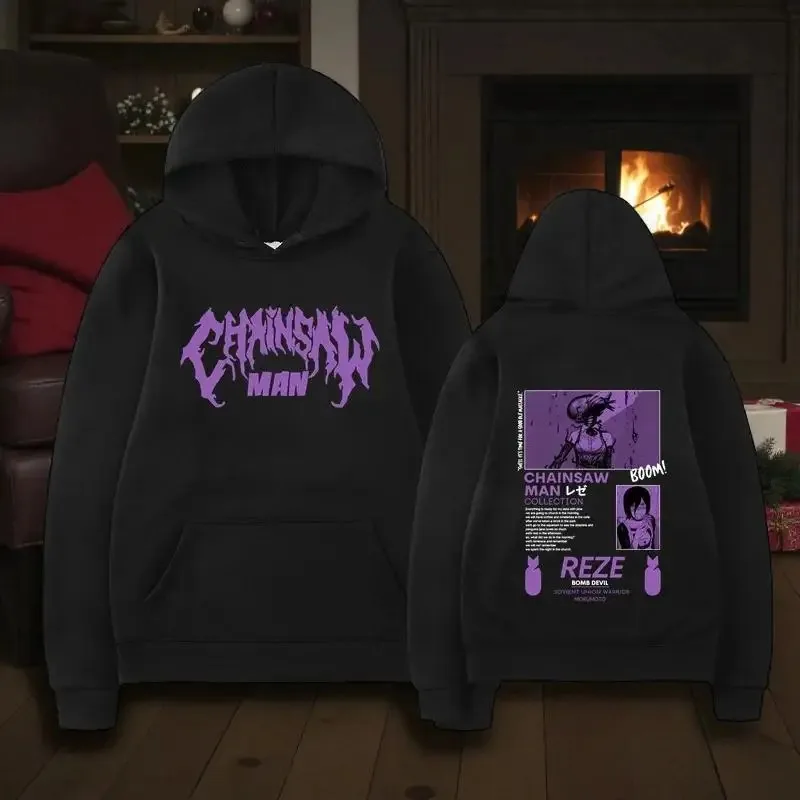 بالمنشار رجل الفيلم Reze قوس هوديس الخريف الشتاء هودي الرجال النساء المتضخم البلوز الرجال النساء الصوف الدافئة هوديس الكلاسيكية